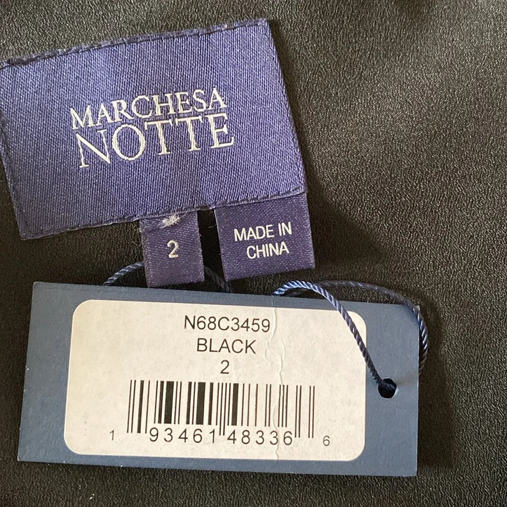 Marchesa Notte Elegant Black One-Shoulder Cocktail Dress sz 2 - Picture 2 of 5